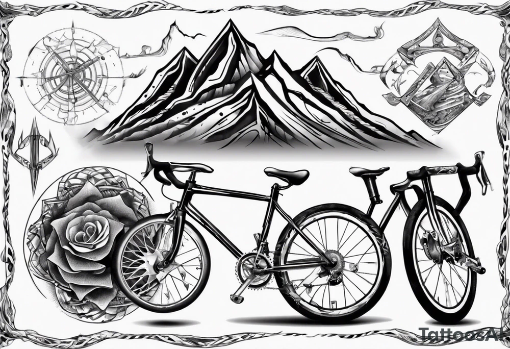 road bicycle and a mountain with a heavy weight tattoo idea road bicycle and a mountain with a heavy weight tattoo idea