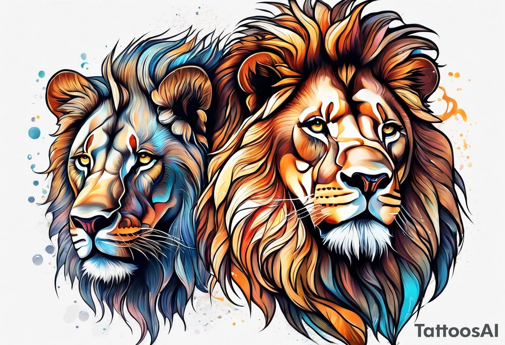 Lion and lioness with august 17 & 18 tattoo idea