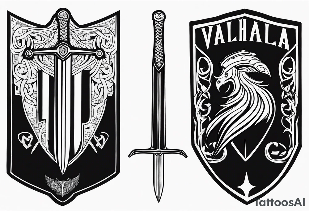 Valhalla shield  steps sword tattoo idea