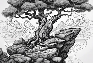 A tree or plant sprouting from a broken rock. tattoo idea