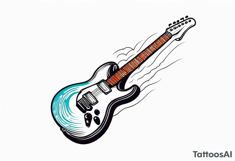 electric guitar with waveform tattoo idea