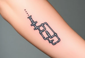 detailed system of plumbing pipes vertical tattoo idea