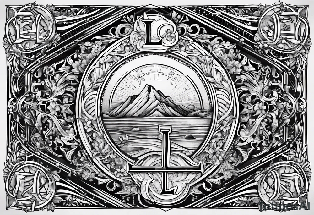small fine line art with the letters L and C without brackground. focus is on the letters tattoo idea