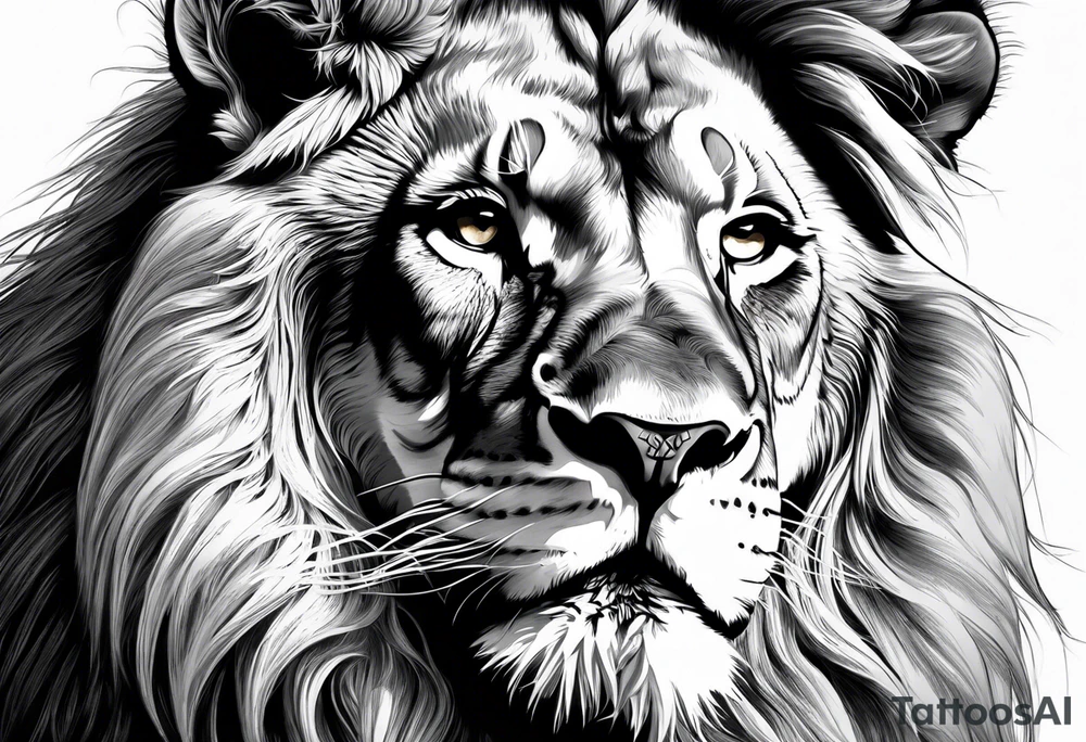 powerful majestic lion, close-up tattoo idea