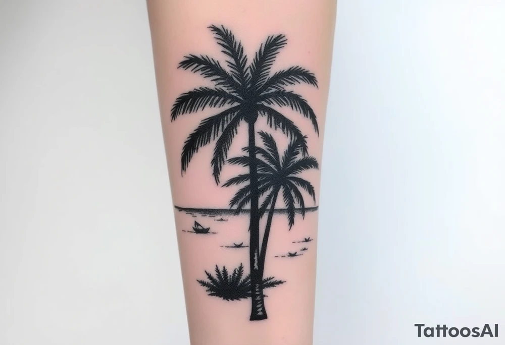 Palm trees, silhouette,  florida, water backround tattoo idea