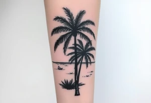 Palm trees, silhouette,  florida, water backround tattoo idea