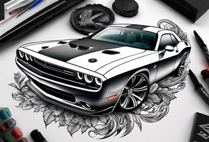 2020 Black Dodge challenger tattoo idea