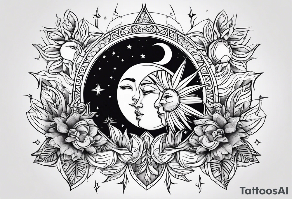 Sun and moon tattoo idea