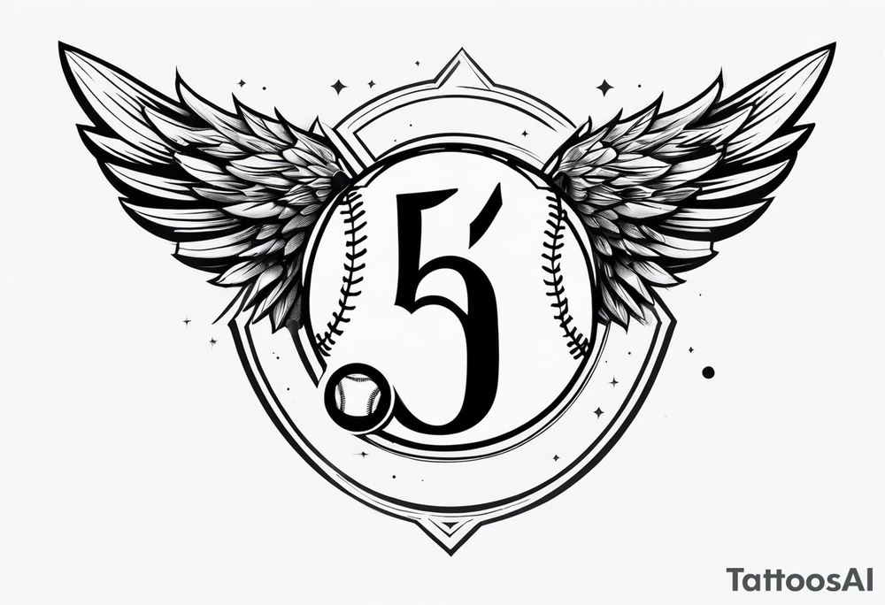 Baseball, number 5, wings tattoo idea