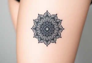 intricate mandala with sacred geometry and cosmic elements tattoo idea