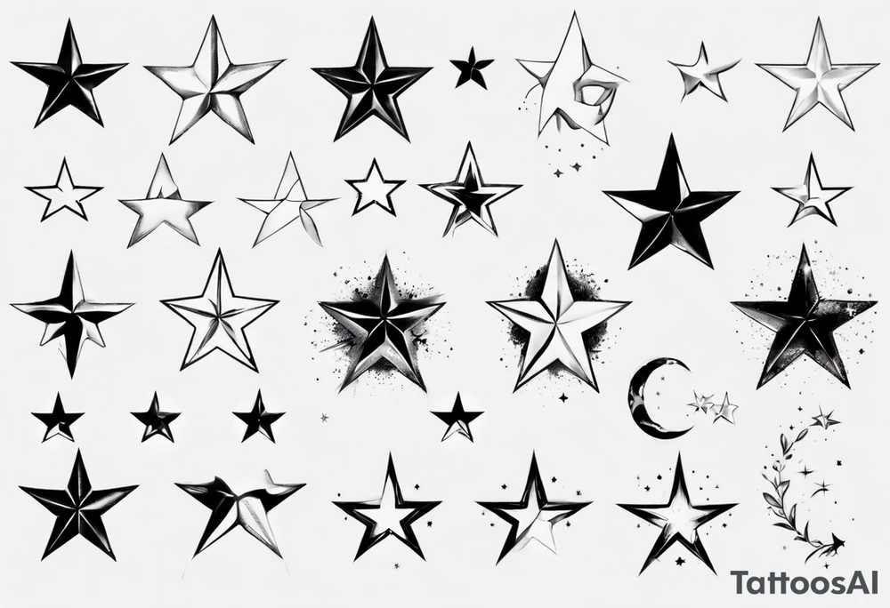 Collection of stars for next to someone's ear tattoo idea