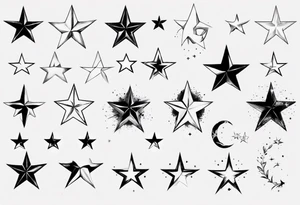 Collection of stars for next to someone's ear tattoo idea