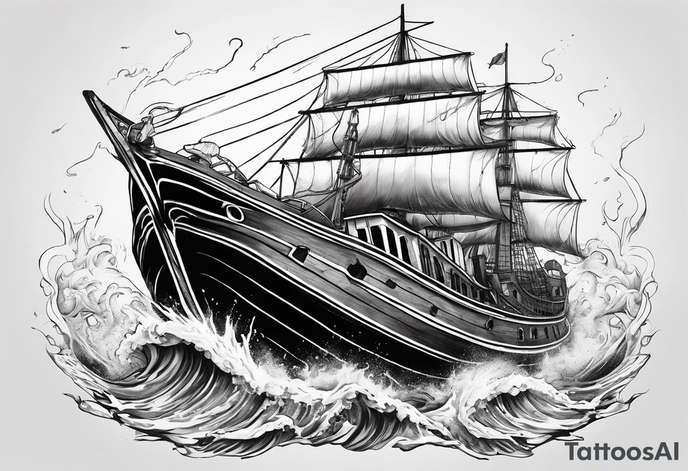 Kraken breaking a boat in half. tattoo idea