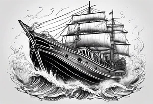 Kraken breaking a boat in half. tattoo idea