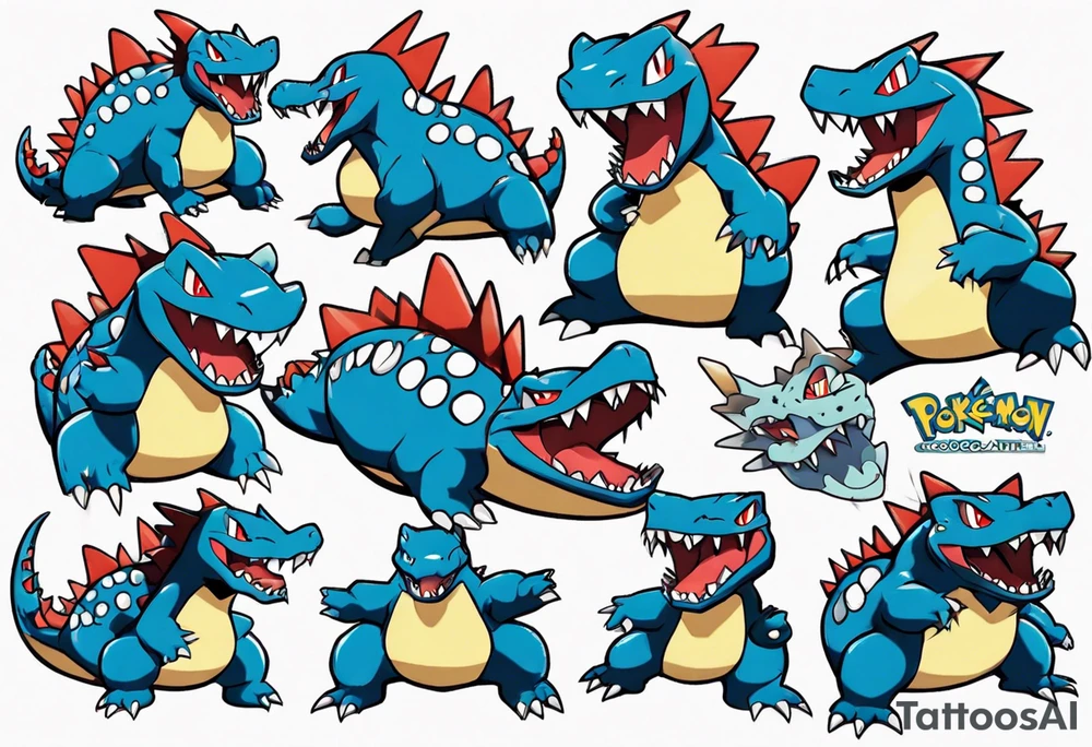 Feraligatr croconaw totodile pokemon tattoo idea