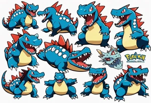 Feraligatr croconaw totodile pokemon tattoo idea