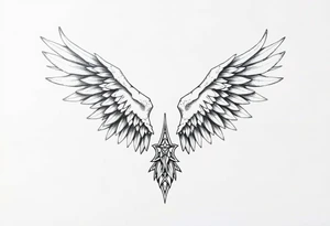 Long Angelwings straight down tattoo idea
