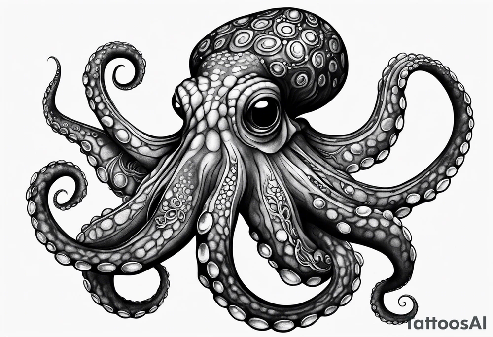 Large blue ring octopus tattoo idea