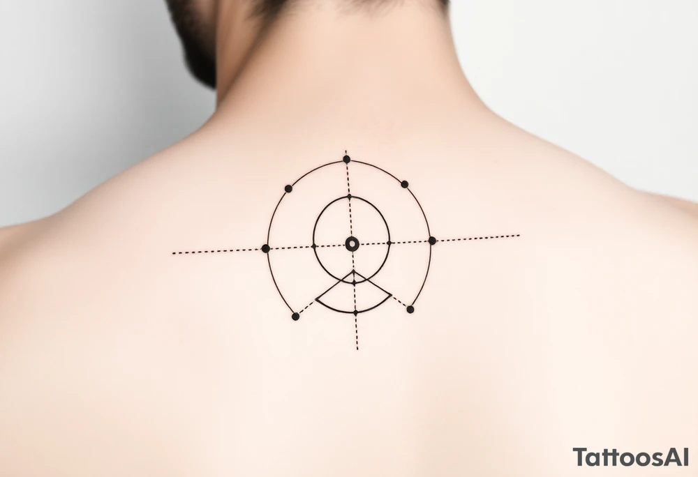 Create a tattoo design sketch for a 35-year-old man incorporating the concepts of love, faith, balance, eternity, infinite. The design should follow a minimalist and masculine style, utilizing fine-dot detailing (dotwork) with abstract and symbolic representations of these themes. It should feature clean lines and sacred geometry influences, creating an elegant and timeless aesthetic. The tattoo should emphasize harmony and personal growth, avoiding excessive complexity while maintaining deep symbolism. Suitable placement: the arm. The final design should be subtle yet powerful, aligning with the intended themes in a refined and meaningful way. tattoo idea