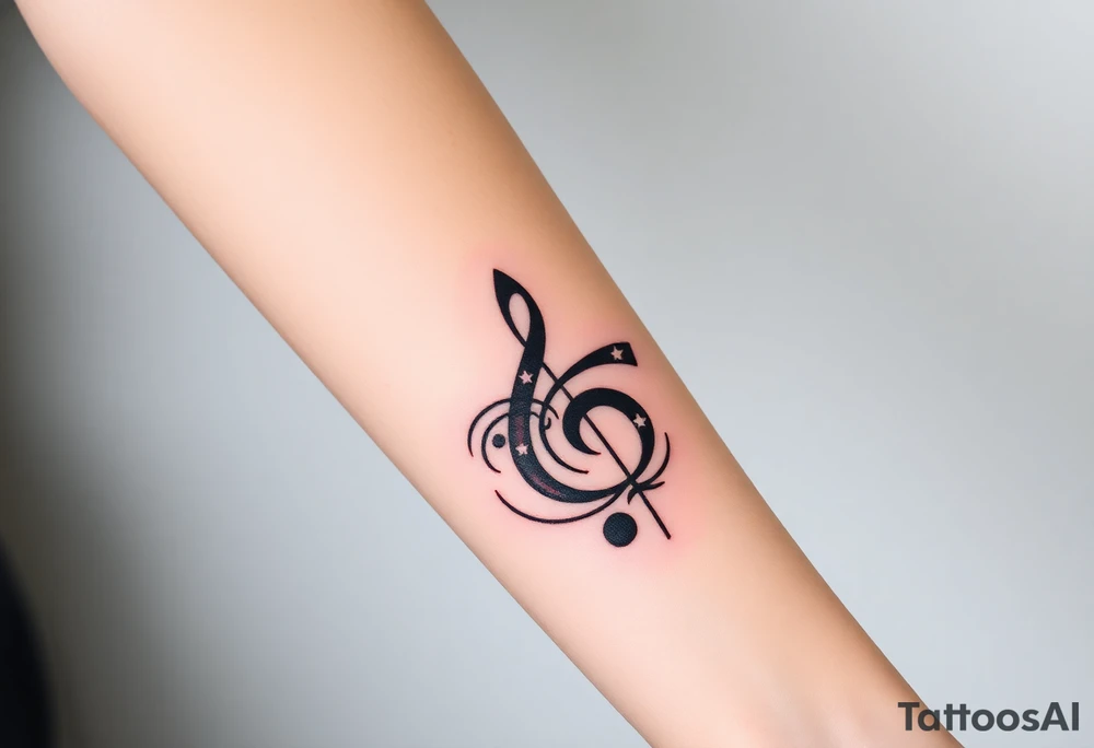 grand piano under the stars swirl treble tattoo idea