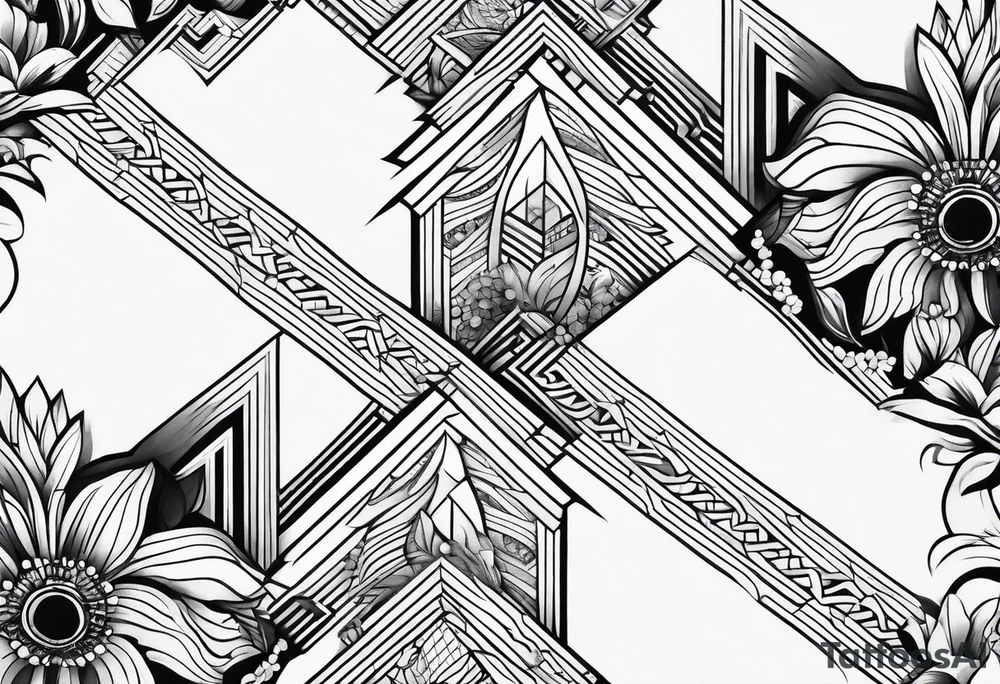 A geometric half sleeve tattoo idea