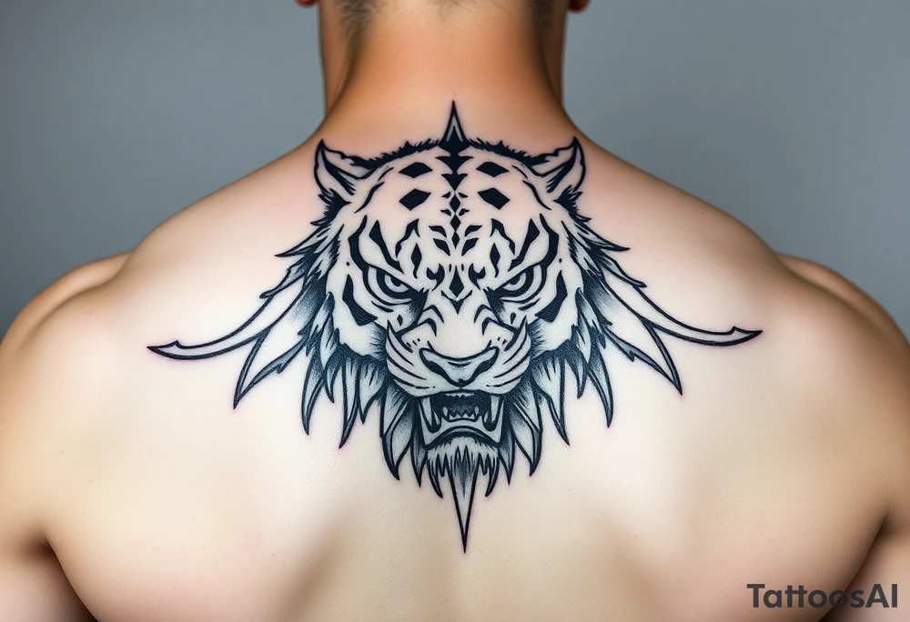một khuông mặt được vẽ bởi những mũi tên lớn và nhỏ đang xen vào nhau tattoo idea