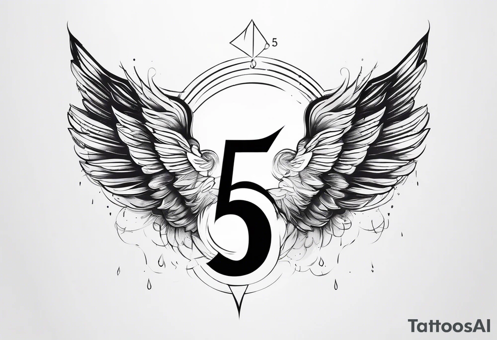 Number 5 with wings tattoo idea