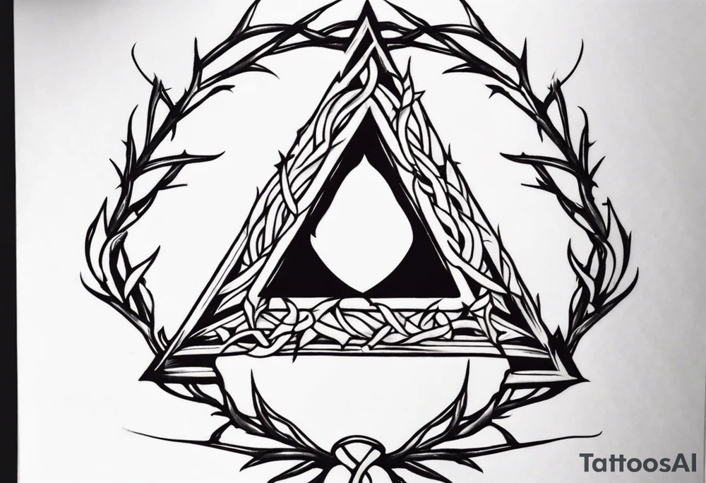 simple letter delta inside a crown of thorns tattoo idea