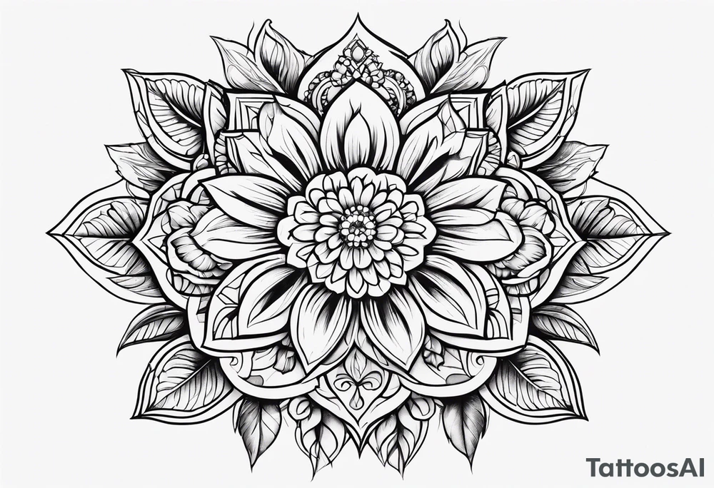 ornaments of flowers tattoo idea