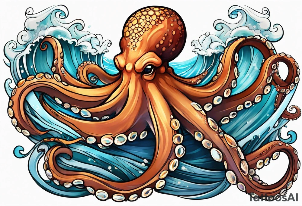 Octopus peaceful waves tattoo idea