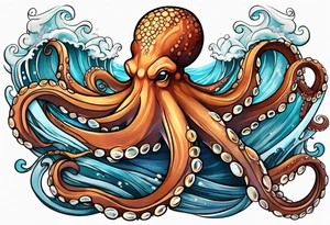 Octopus peaceful waves tattoo idea