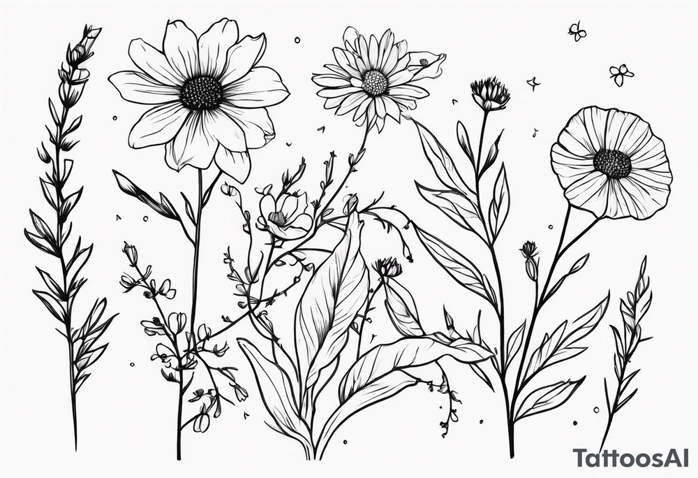 few wildflowers tattoo idea