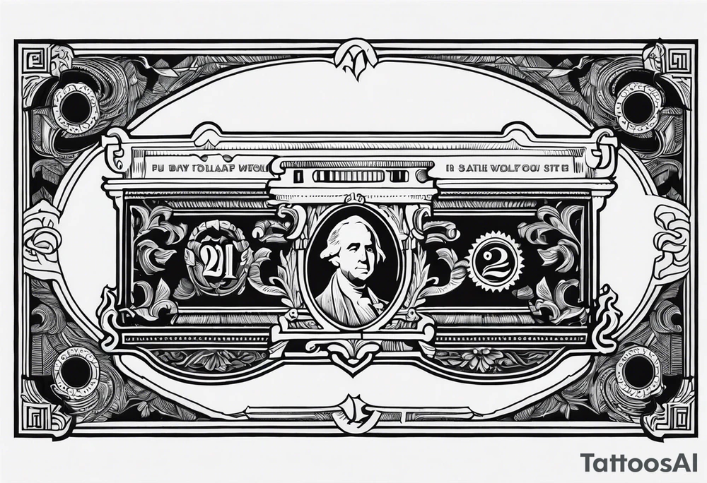 2 dollar bill flowing tattoo idea