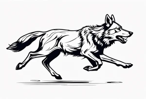 stag running with wolf tattoo idea