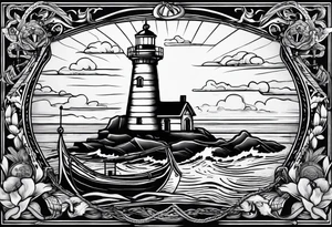 Lighthouse and anchor that says "my beacon, my anchor" tattoo idea