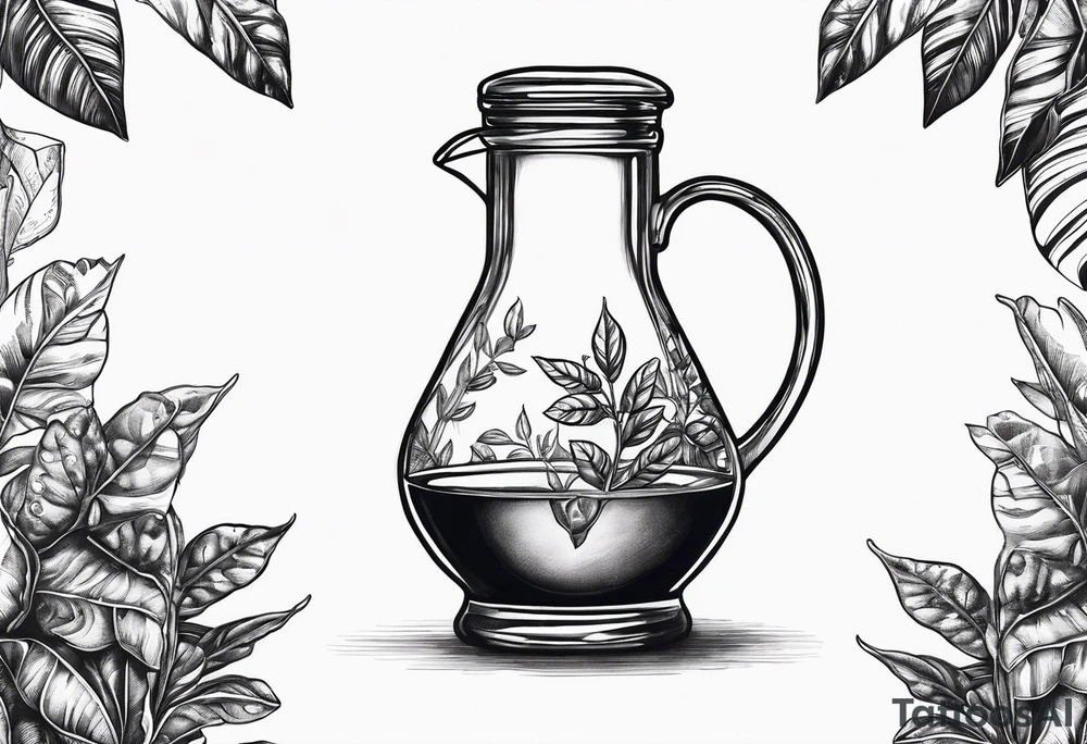 Coffee carafe with coffee plant growing out of it tattoo idea