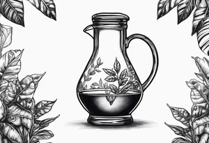 Coffee carafe with coffee plant growing out of it tattoo idea