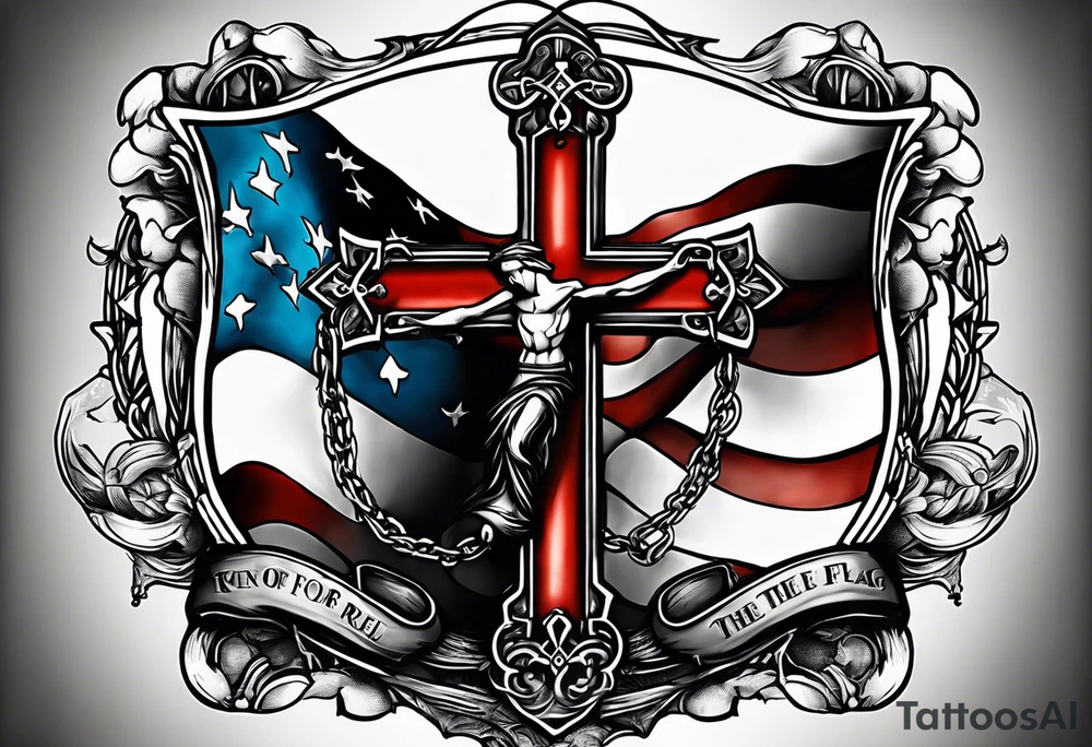 Design of Words only of quote “Stand for the Flag Kneel for the Cross” tattoo idea