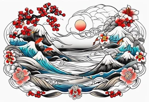 Japanese heritage in a sleeve format tattoo idea