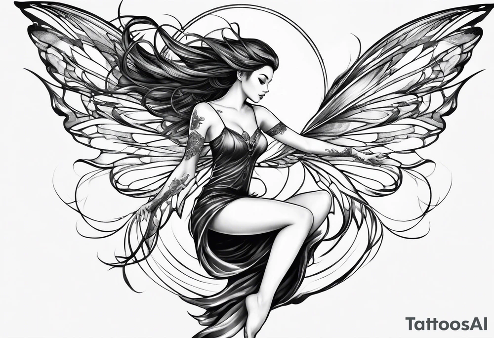 Full body flying Fairy tattoo idea
