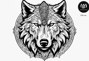 Viking wolf tattoo idea