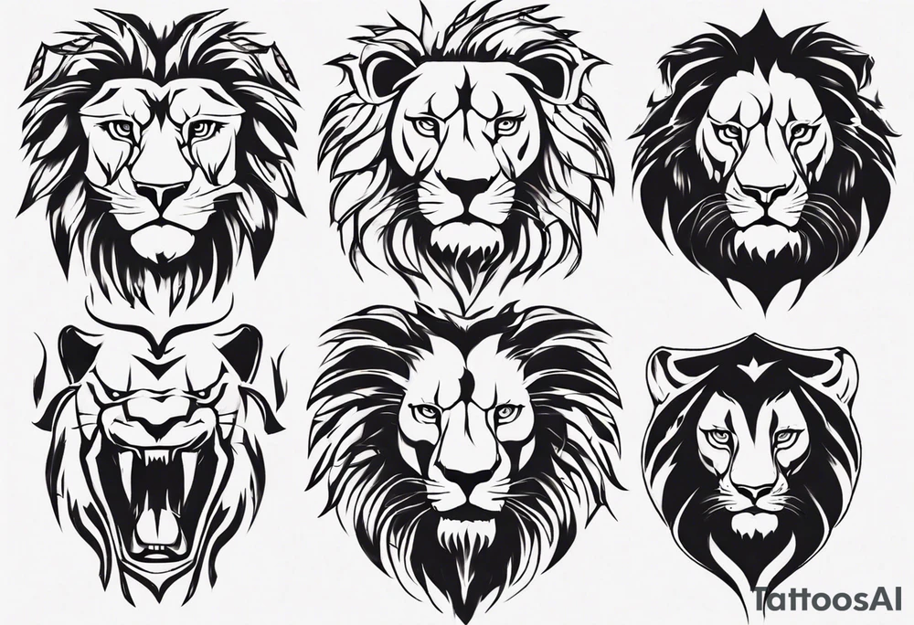 predatory lion tattoo idea