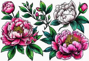 neon floral peonie clip art tattoo idea