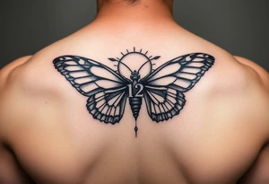 Butterfly, moon and sun, number 12, tattoo idea
