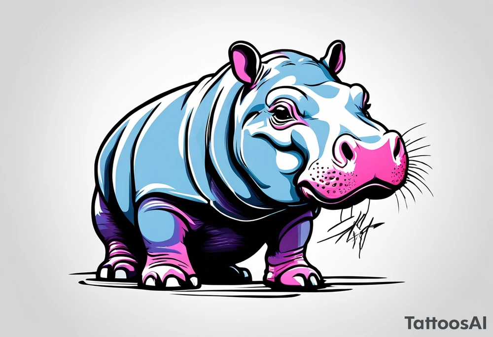 Baby hippo with ar 15 tattoo idea