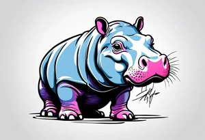 Baby hippo with ar 15 tattoo idea