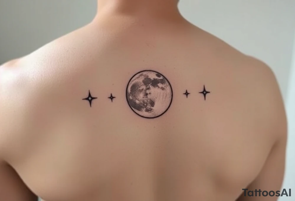 negative space tattoo inspired by the moon and stars tattoo idea