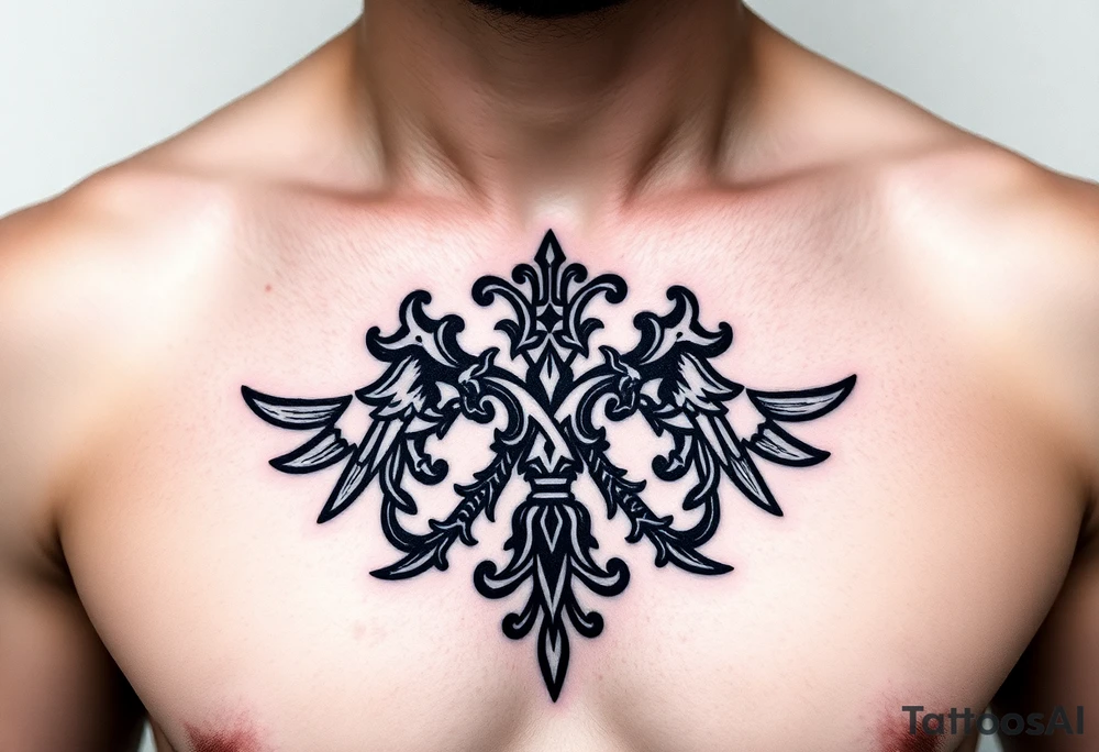 Powerful, majestic and dark Irish family crest tattoo idea