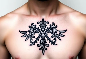 Powerful, majestic and dark Irish family crest tattoo idea