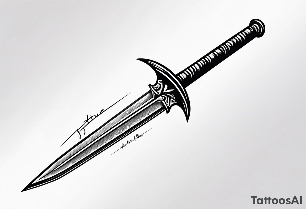 The sword “Needle” from Game of Thrones with the phrase “Stick ‘em with the pointy end” above tattoo idea